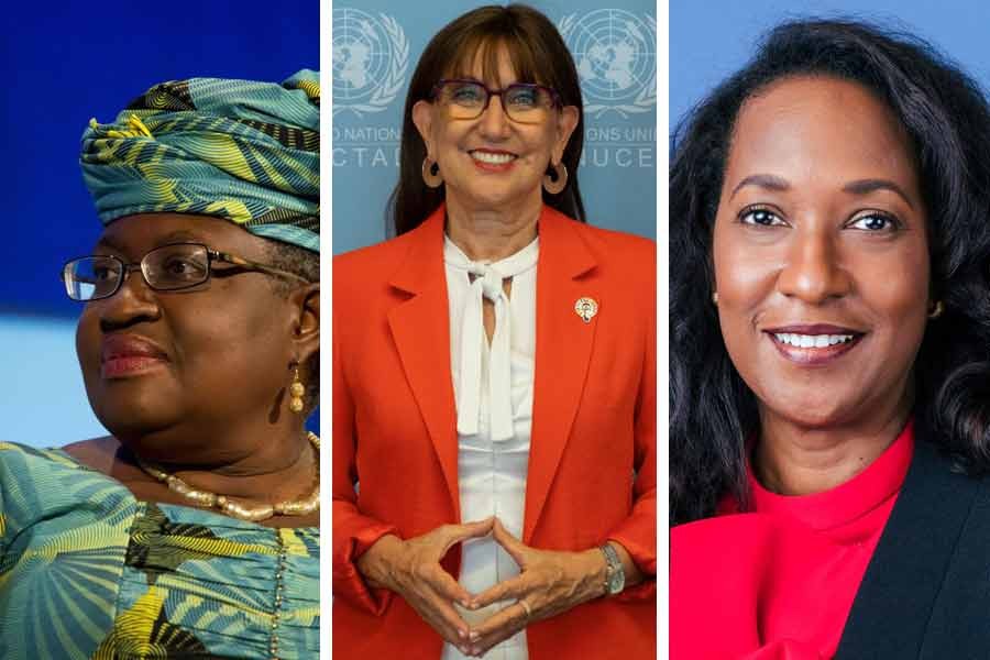 WTO Director-General Ngozi Okonjo-Iweala (left), UNCTAD Secretary-General Rebeca Grynspan (centre), and ITC Executive Director Pamela Coke-Hamilton (right)