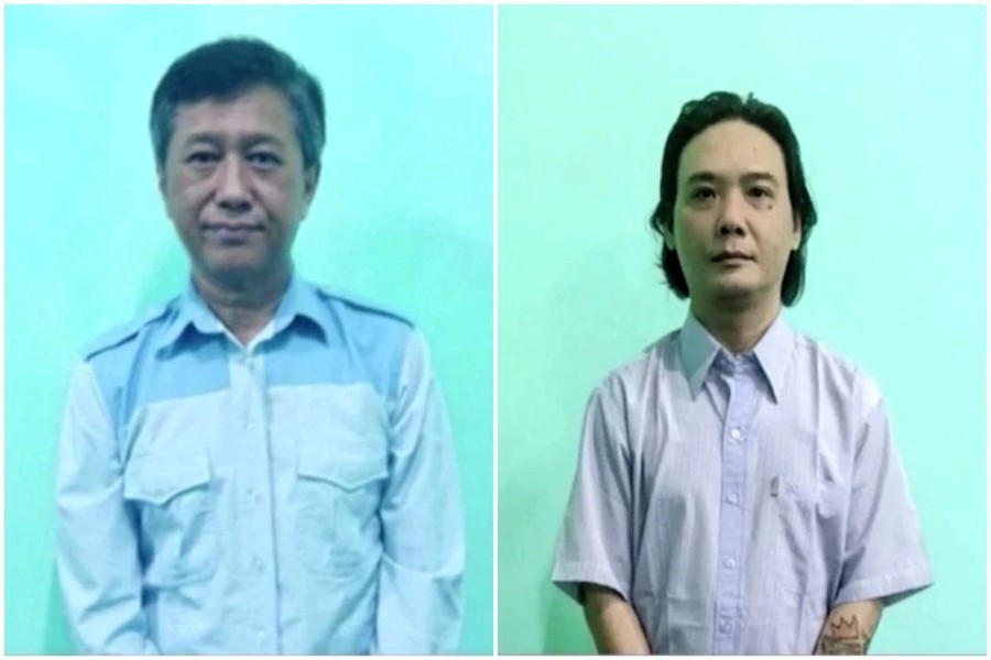 A combination image shows Kyaw Min Yu, also known as Ko Jimmy and Phyo Zeyar Thaw, two of the four democracy activists executed by Myanmar's military authorities, accused of helping carry out "terror acts," state media, in the undated screen grabs taken from a handout video. REUTERS