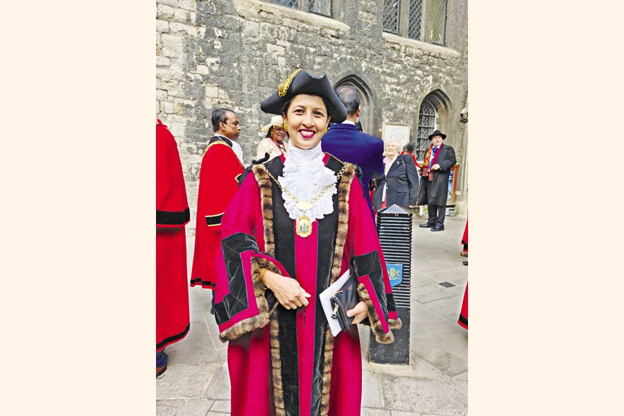 Jyotsna Islam poses for photograph at a function in London