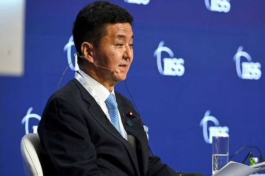 Japanese Defence Minister Nobuo Kishi speaks at the second plenary session of the 19th Shangri-La Dialogue in Singapore June 11, 2022. REUTERS/Caroline Chia