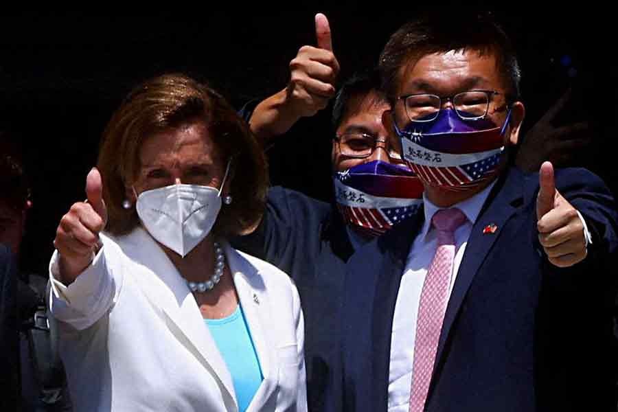 US House of Representatives Speaker Nancy Pelosi (left) leaving the parliament in Taipei during her recent visit to Taiwan on August 3 this year –Reuters file photo