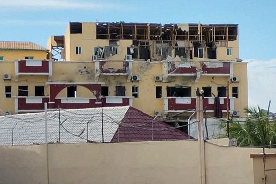 A general view shows a section of the Hotel Hayat, the scene of an al Qaeda-linked al Shabaab group militant attack in Mogadishu, Somalia on August 20, 2022 — REUTERS/Stringer