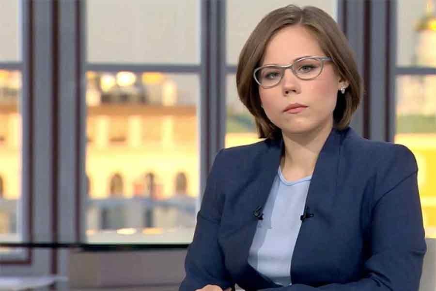 Journalist and political expert Darya Dugina, daughter of Russian politologist Alexander Dugin, is pictured in the Tsargrad TV studio in Moscow in this undated handout image obtained on Sunday –Reuters