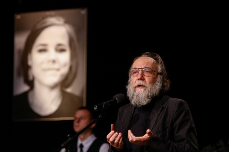 Russian political scientist and ideologue Alexander Dugin delivers a speech during a memorial service for his daughter Darya Dugina, who was killed in a car bomb attack, in Moscow, Russia on August 23, 2022 [Maxim Shemetov/Reuters]