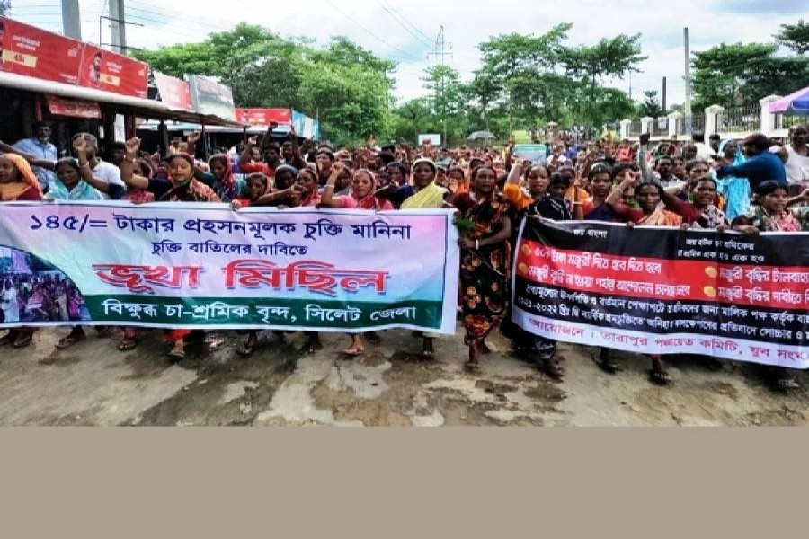 Tea workers continue strike in Sylhet 