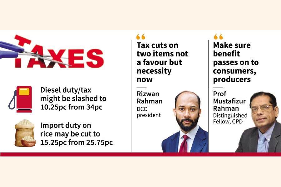 Cut in taxes on rice, diesel likely