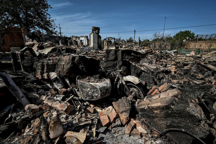 Residential houses destroyed by Russian military strike are seen, as Russia's attack on Ukraine continues, in the town of Orikhiv, Zaporizhzhia region, Ukraine August 27, 2022. REUTERS/Dmytro Smolienko