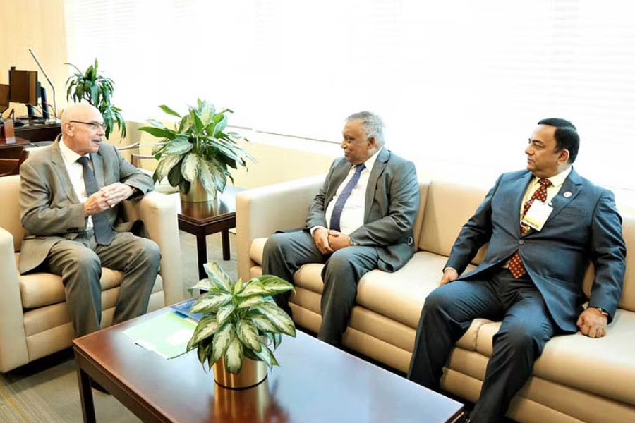 Home Minister Asaduzzaman Khan and Inspector General of Police Benazir Ahmed meet with the UN Under-Secretary-General of Counterterrorism Vladimir Ivanovich Voronkov for a bilateral meeting on the sidelines of the 3rd UN Chiefs of Police Summit in New York. Permanent Mission of Bangladesh to the United Nations, New York