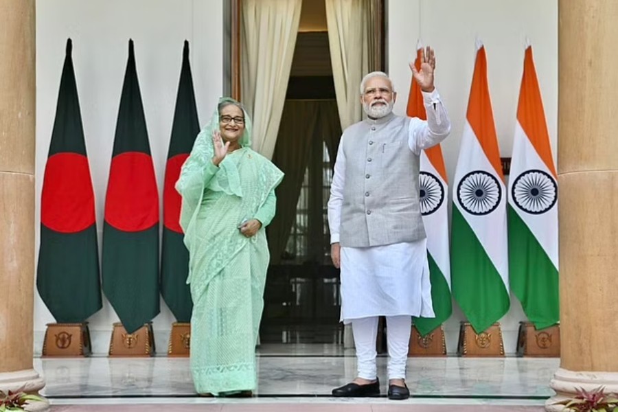 Indian Prime Minister Narendra Modi and his Bangladesh counterpart Sheikh Hasina in New Delhi on Sept 6, 2022. Photo: Arindam Bagchi/Twitter