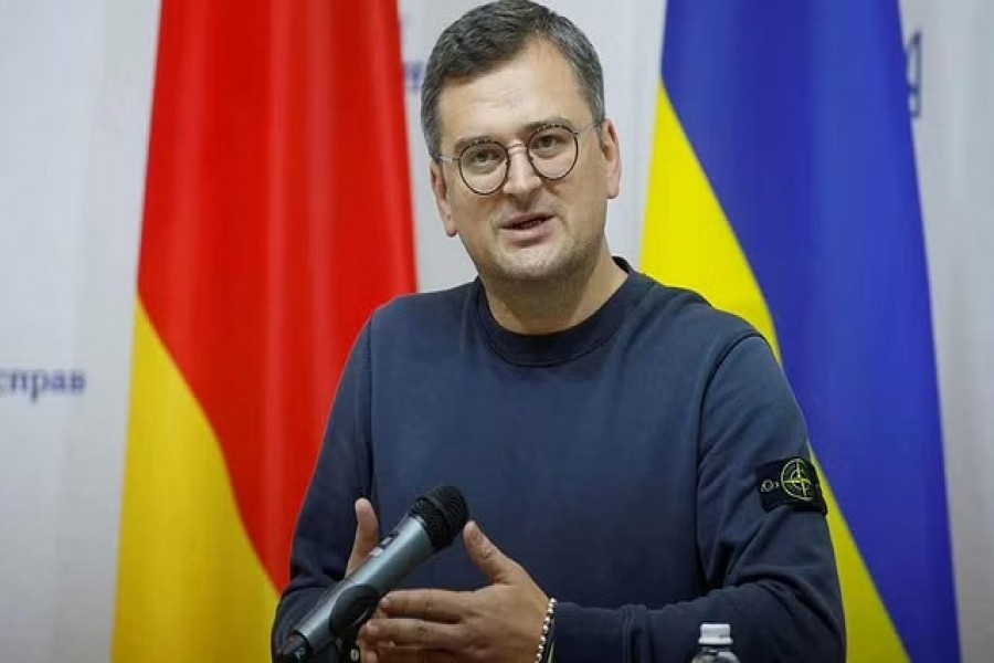 Ukrainian Foreign Minister Dmytro Kuleba speaks during a joint news conference with German Foreign Minister Annalena Baerbock, as Russia's attack on Ukraine continues, in Kyiv, Ukraine Sept 10, 2022. REUTERS/Valentyn Ogirenko