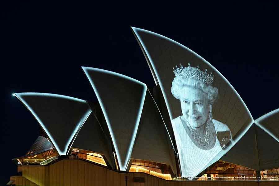 An image of Britain's Queen Elizabeth is illuminated on the sail of Sydney Opera House in Sydney on September 9 this year –Reuters file photo