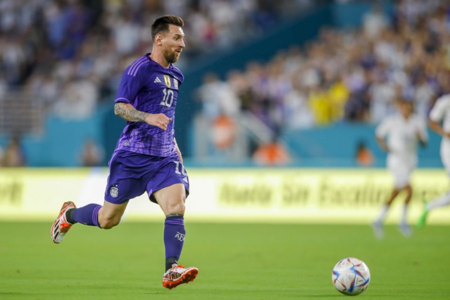 Argentina forward Lionel Messi (10) runs with the ball during the first half against Honduras at Hard Rock Stadium on September 23, 2022 in Miami, Florida, USA — USA TODAY Sports via Reuters