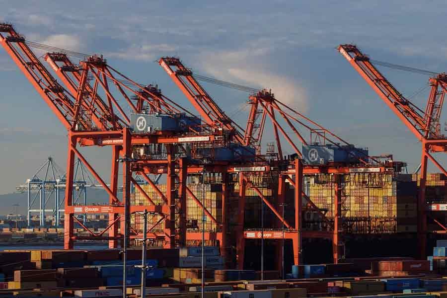 Containers are shown staked-up at the Port of Long Beach as supply chain problem continue from Long Beach in California of the United States on November 22 last year –Reuters file photo