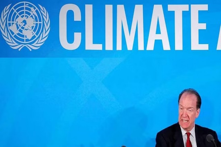 World Bank Group President David R Malpass speaks during the 2019 United Nations Climate Action Summit at UN headquarters in New York City, New York, US, Sept 23, 2019. REUTERS