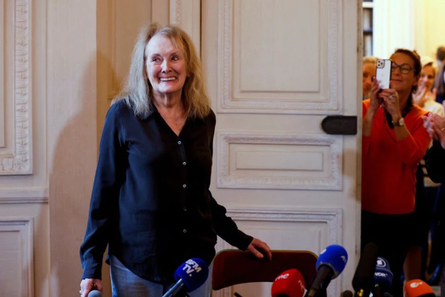 French novelist Annie Ernaux attends a news conference after being announced as the winner of the 2022 Nobel Prize in Literature, in Cergy-Pontoise, France October 6, 2022. REUTERS/Johanna Geron