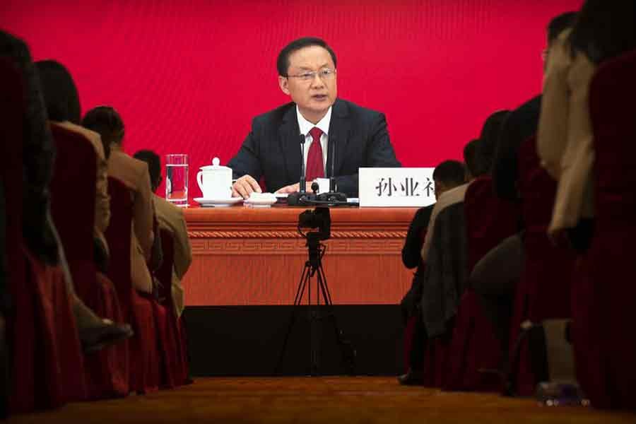 China’s Communist Party Spokesperson Sun Yeli addressing a press conference via video link in Beijing on Saturday on the eve of the opening session of the 20th National Congress of China's ruling Communist Party –AP Photo