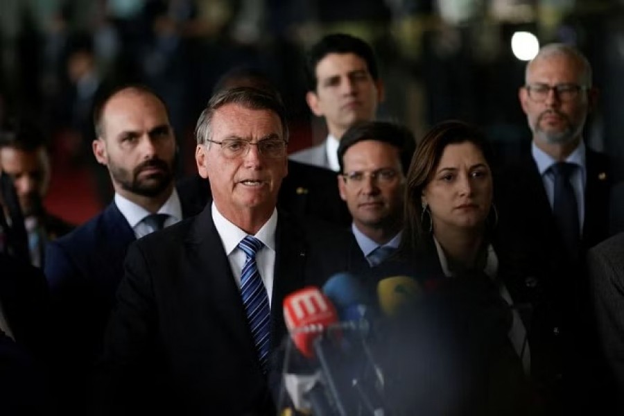 Brazil's President Jair Bolsonaro gives a press statement at the Alvorada Palace in Brasilia, Brazil November 1, 2022. REUTERS