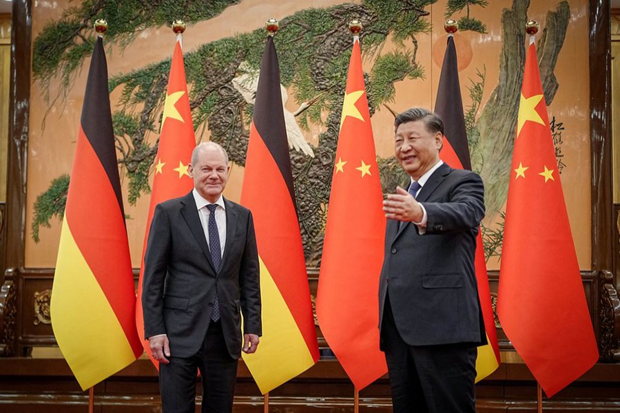 German Chancellor Olaf Scholz meets Chinese President Xi Jinping in Beijing, China on November 4, 2022 — Pool via Reuters