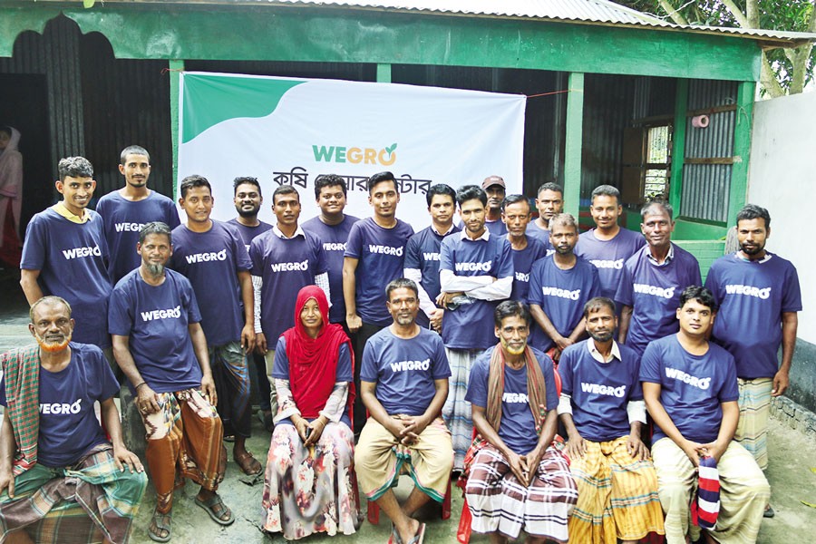 CEO of WeGro Md Mahmudur Rahman and COO Md Alvi Rahman with fellow farmers at WeGrow’s Agriculture Care Centre