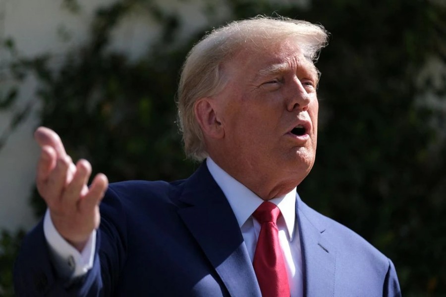 Former US President Donald Trump speaks outside a polling station during midterm election in Palm Beach, Florida, US on November 8, 2022 — Reuters photo