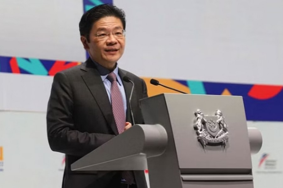 Singapore's Deputy Prime Minister and Minister for Finance Lawrence Wong delivers the Singapore Energy Lecture during the 15th Singapore International Energy Week, in Singapore Oct 25, 2022.REUTERS