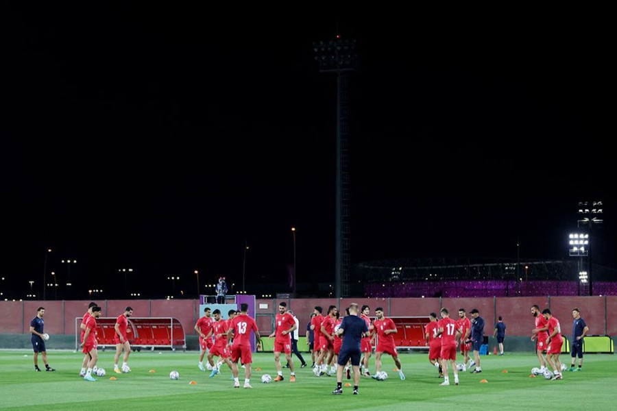 Iran players during training at Al Rayyan Sports Club Training in Al Rayyan, Qatar ona November 28, 2022