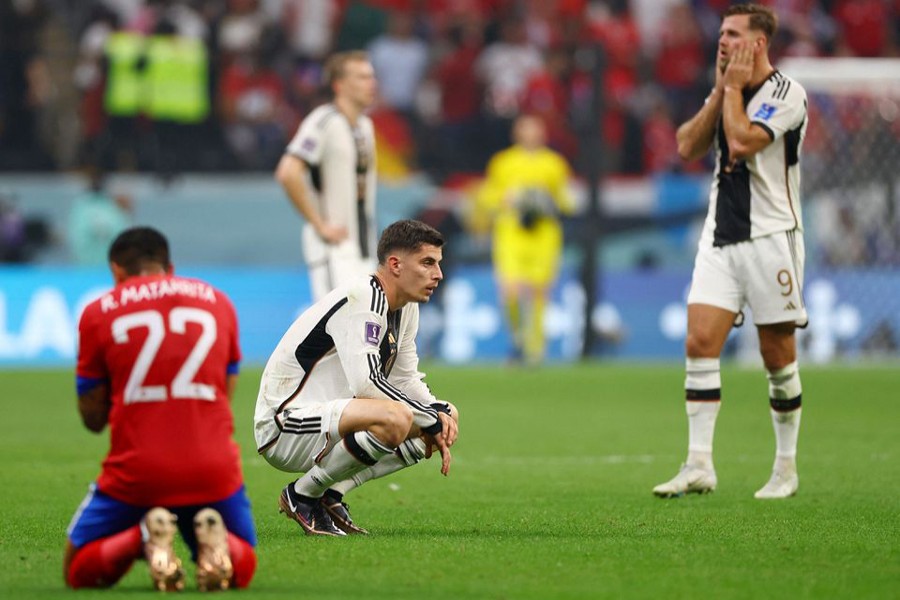 Germany's Kai Havertz cuts a dejected figure after the match againt Costa Rica at Al Bayt Stadium in Al Khor, Qatar on December 1, 2022 as Germany are eliminated from the FIFA World Cup Qatar 2022 — Reuters photo