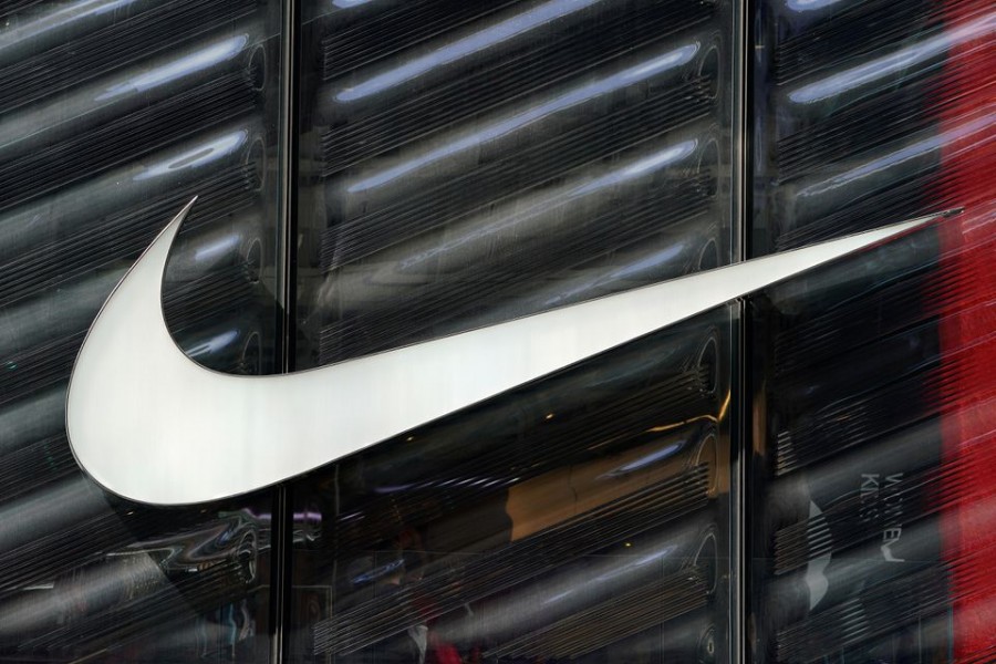 The Nike swoosh logo is seen outside the store on 5th Avenue in New York, New York, US, March 19, 2019. REUTERS/Carlo Allegri