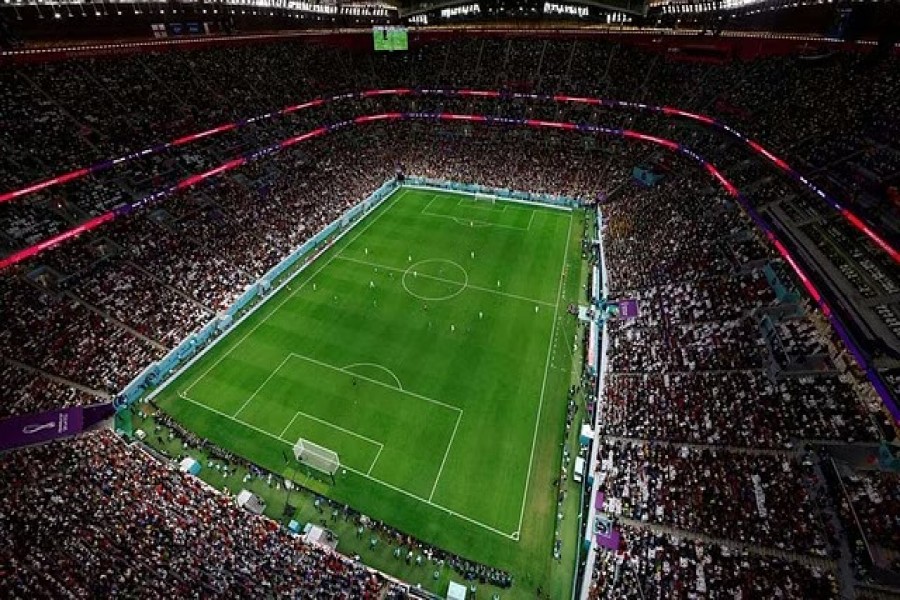 Soccer Football - FIFA World Cup Qatar 2022 - Round of 16 - England v Senegal - Al Bayt Stadium, Al Khor, Qatar - December 4, 2022 General view inside the stadium during the match REUTERS/Peter Cziborra