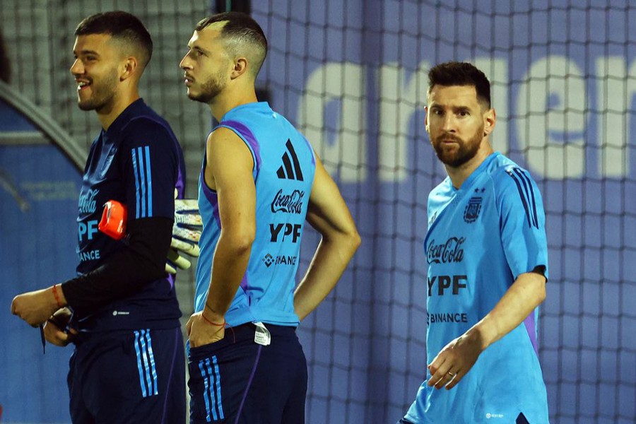 Argentina's Lionel Messi during training at Qatar University Training Site 3 in Doha, Qatar on December 6, 2022 — Reuters photo