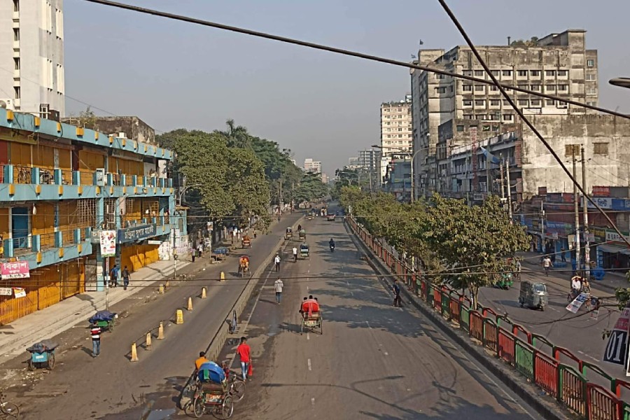 With few public transport on the road, Dhaka wears a deserted look