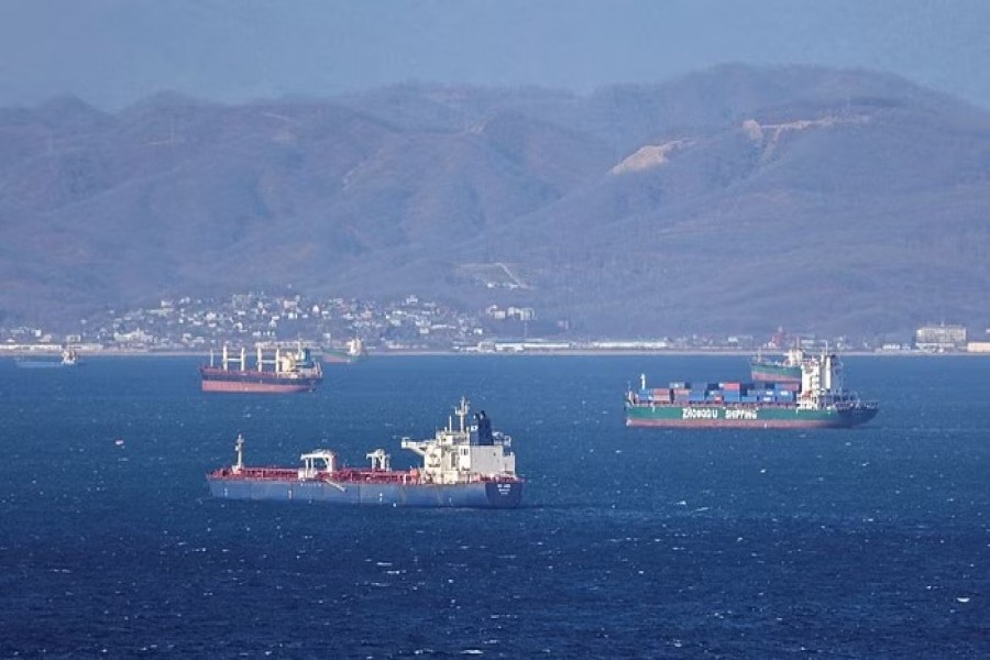 A view shows cargo vessels in Nakhodka Bay near the port city of Nakhodka, Russia, Dec 4, 2022. REUTERS