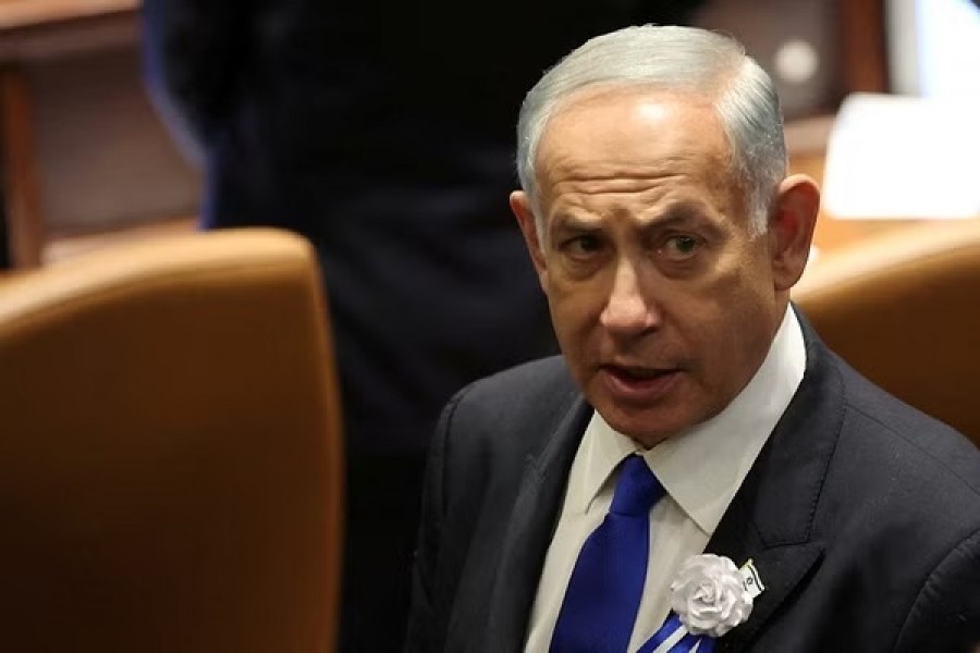 Israeli designate Prime Minister Benjamin Netanyahu during the swearing-in ceremony for the new Israeli parliament the 25th Knesset in Jerusalem, Nov 15, 2022.REUTERS