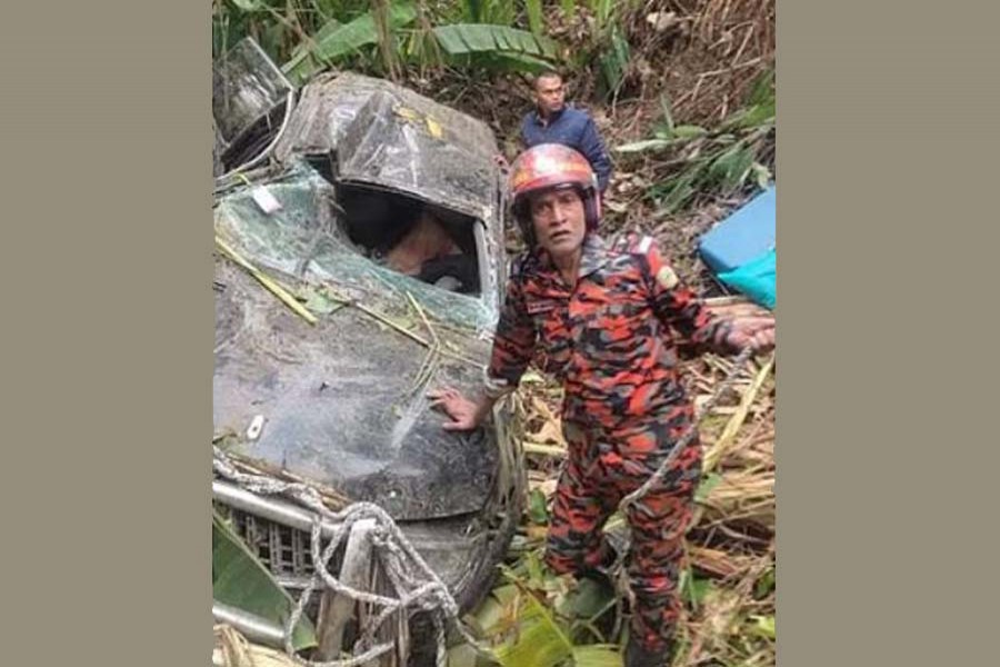 All five survive as car falls off 200-foot Bandarban hill