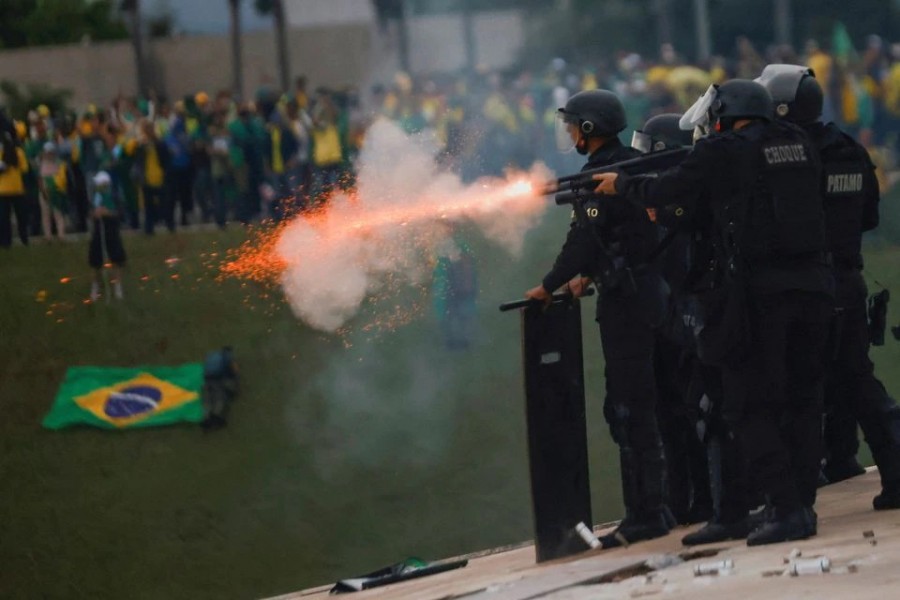 Security forces operate as supporters of Brazil's former President Jair Bolsonaro demonstrate against President Luiz Inacio Lula da Silva, outside Brazil’s National Congress in Brasilia, Brazil on January 8, 2023 — Reuters photo