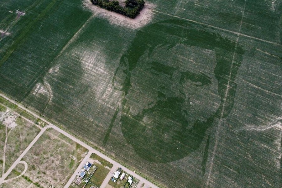 The face of Argentine football star Lionel Messi is depicted in a corn field sown with a special algorithm to plant seeds in a certain pattern to create a huge visual image when the corn plants grow, in Los Condores, on the outskirts of Cordoba, Argentina on January 15, 2023 — Reuters photo