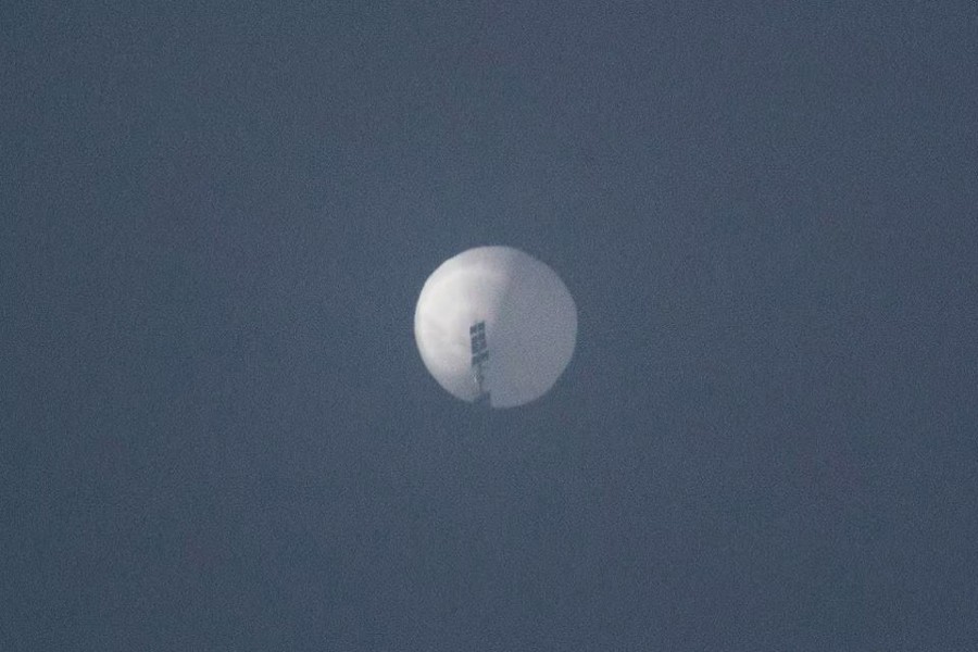 A balloon flies in the sky over Billings, Montana, US on February 1, 2023 in this picture obtained from social media — Chase Doak/via REUTERS