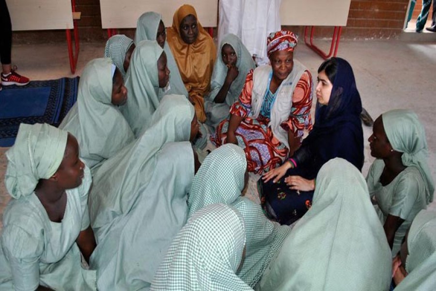 Malala visited internally displaced camps in and around the city of Maiduguri, where thousands have sheltered from Boko Haram's violence
