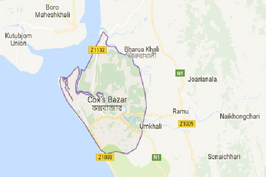 Google map showing Cox's Bazar district