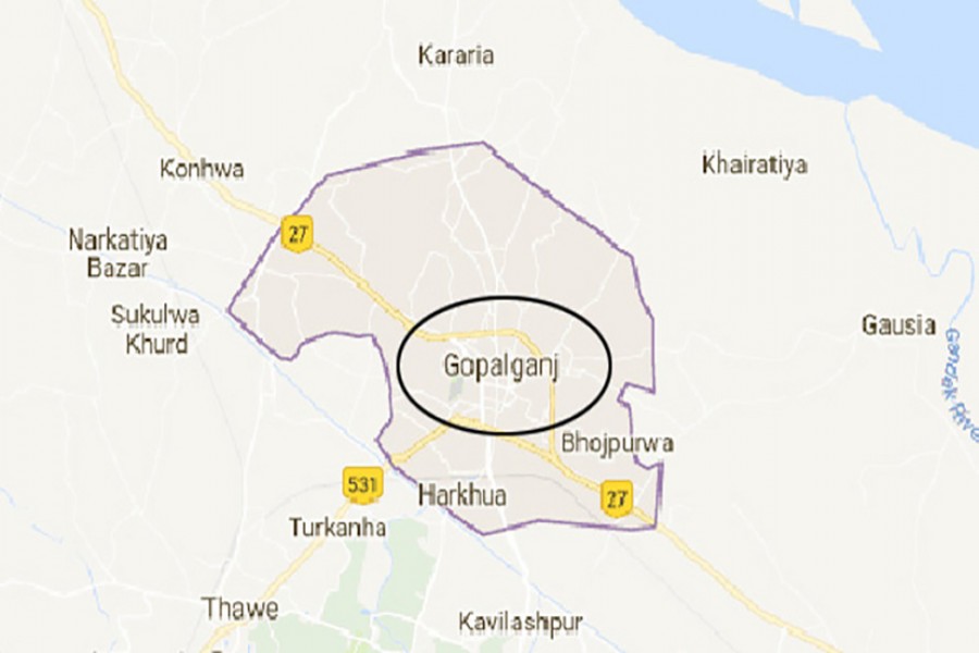 Google map showing Gopalganj district.