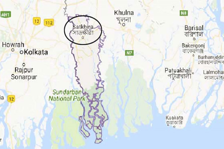 Google map showing Satkhira district.