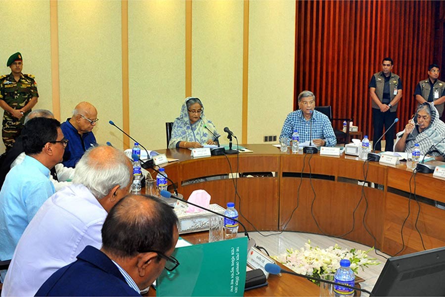 Prime Minister Sheikh Hasina presides over the weekly meeting of the Executive Committee of the National Economic of Council on Tuesday at the NEC conference room. -Focus Bangla Photo