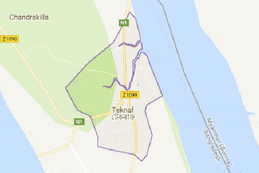 A map showing Teknaf upazilla.