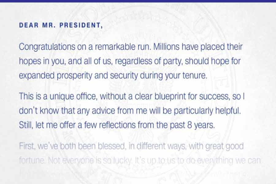 The letter Obama left for Trump upon leaving office