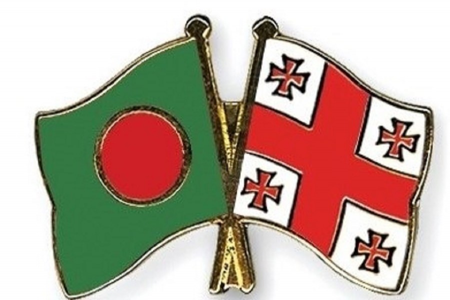 Bangladesh and Georgia flags are seen pinned up displaying friendship between the two nations. Photo: Internet