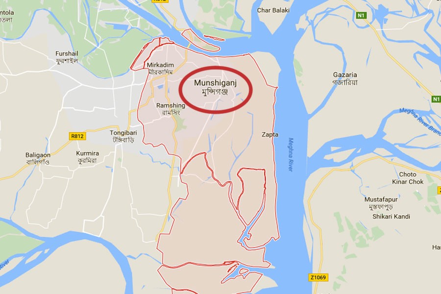 Google map showing Munshiganj district