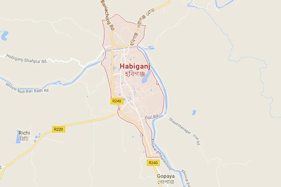 Google map showing Habiganj district