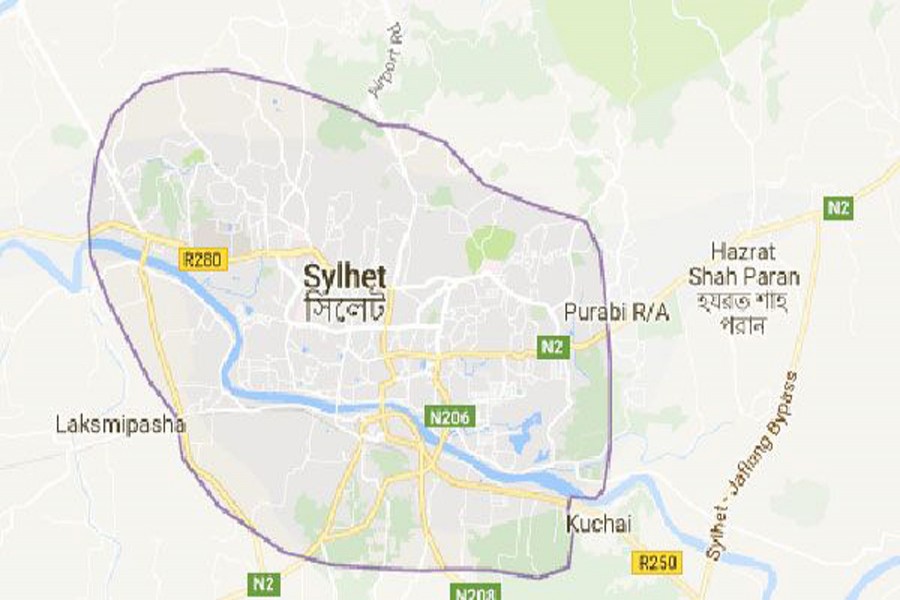 Google map showing Sylhet district