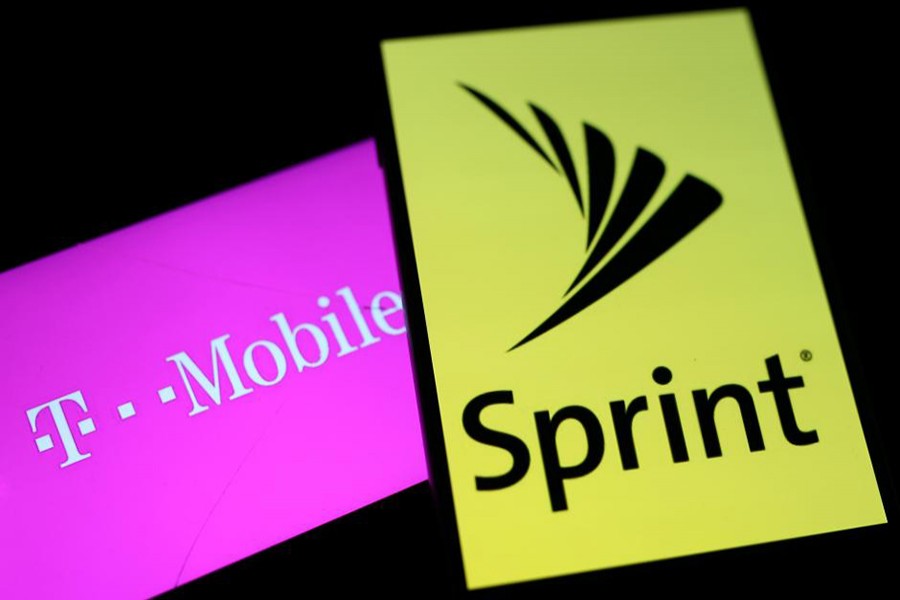 Smartphones with the logos of T-Mobile and Sprint are seen in this illustration photo. - Reuters