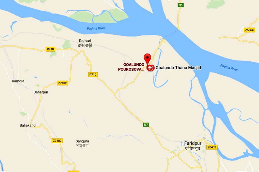 Google map showing Rajbari district